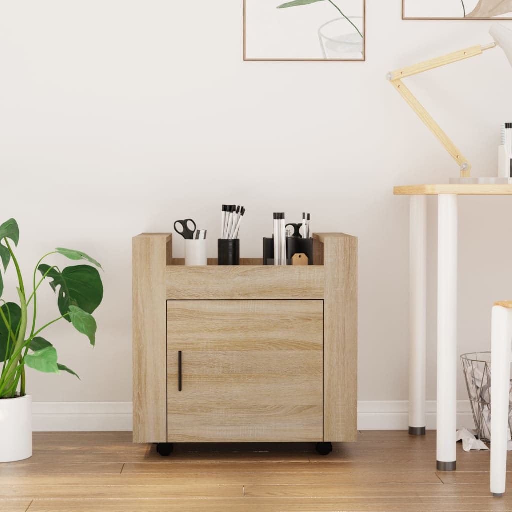 vidaXL Desk Trolley Sonoma Oak 60x45x60 cm Engineered Wood