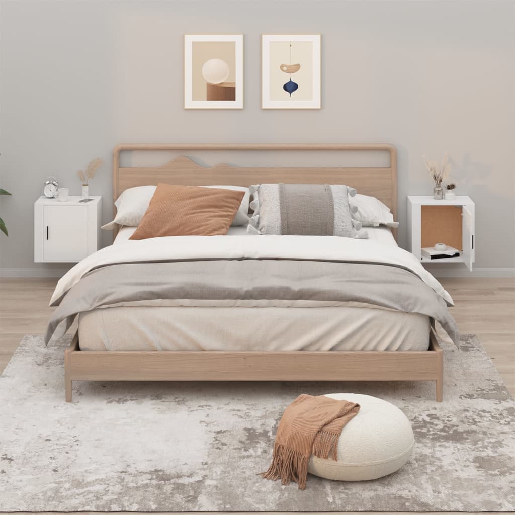 vidaXL Wall-mounted Bedside Cabinets 2 pcs White 50x30x47 cm