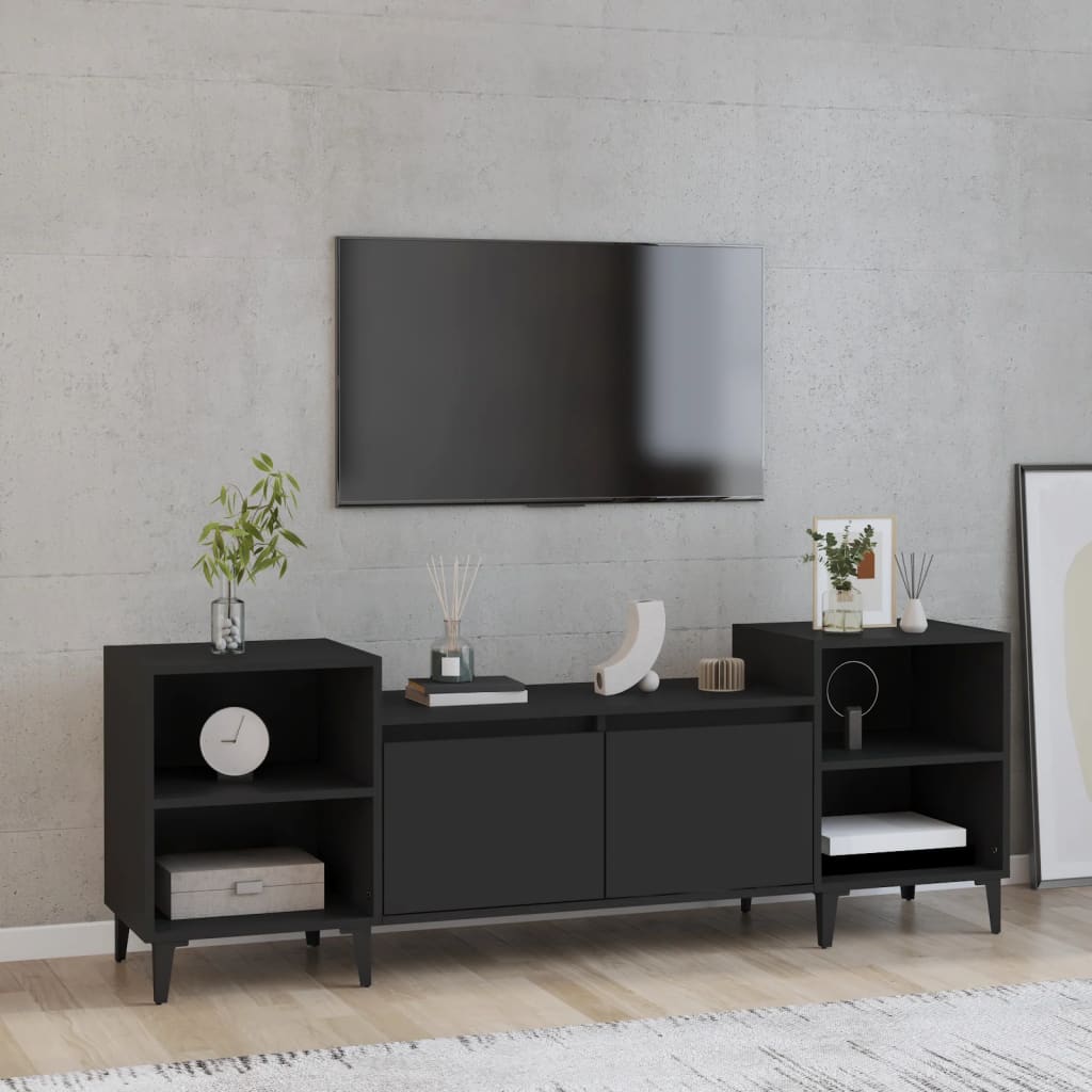 vidaXL TV Cabinet Black 160x35x55 cm Engineered Wood