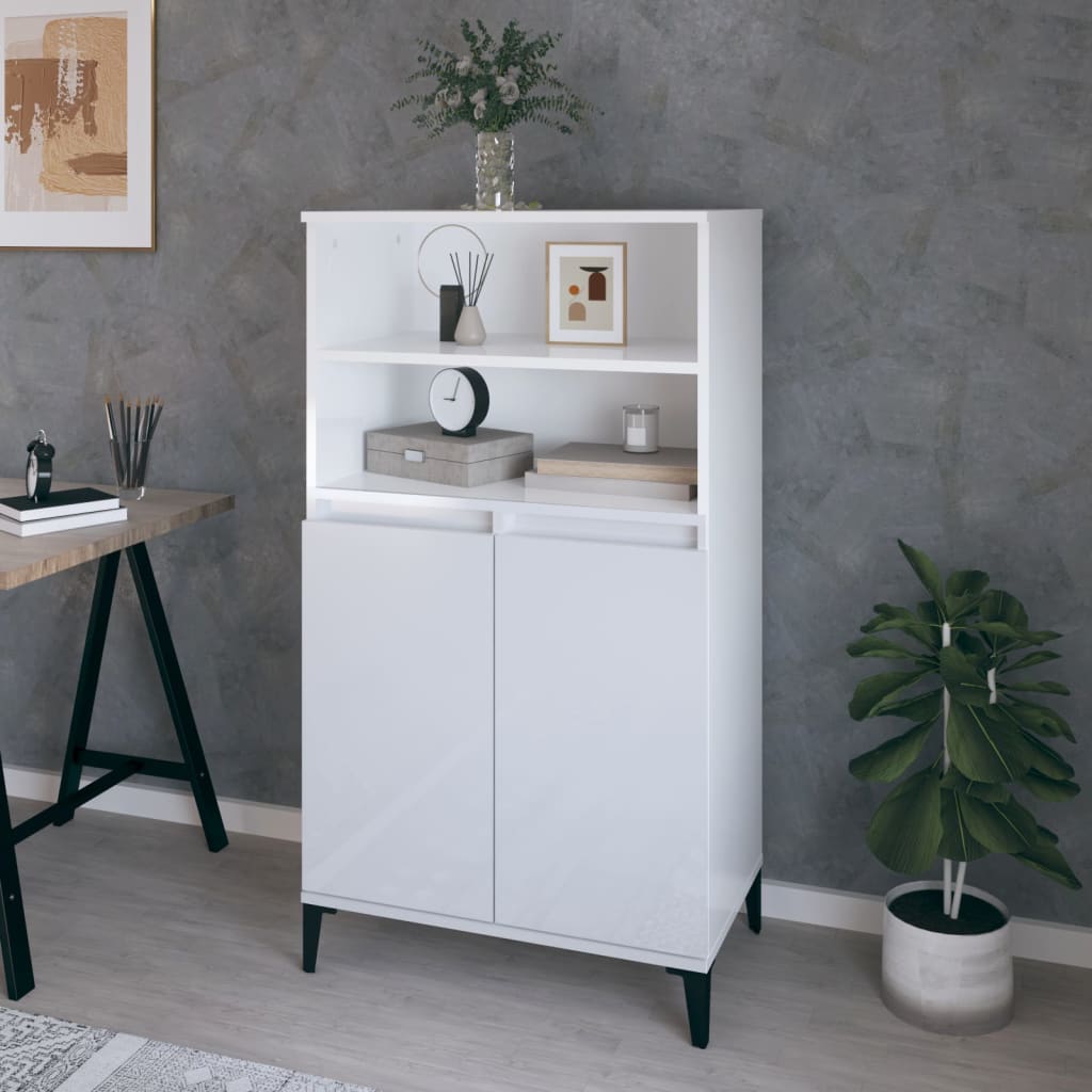 vidaXL Highboard High Gloss White 60x36x110 cm Engineered Wood