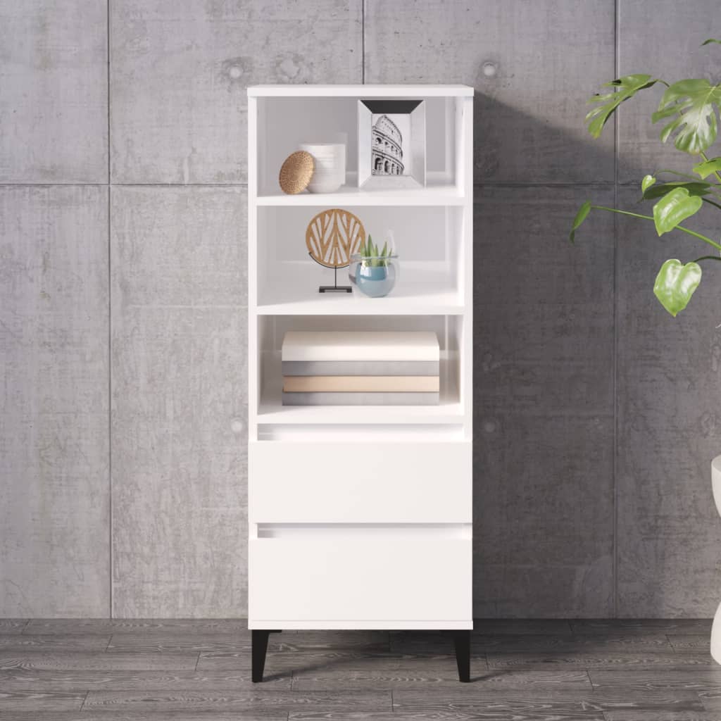 vidaXL Highboard High Gloss White 40x36x110 cm Engineered Wood