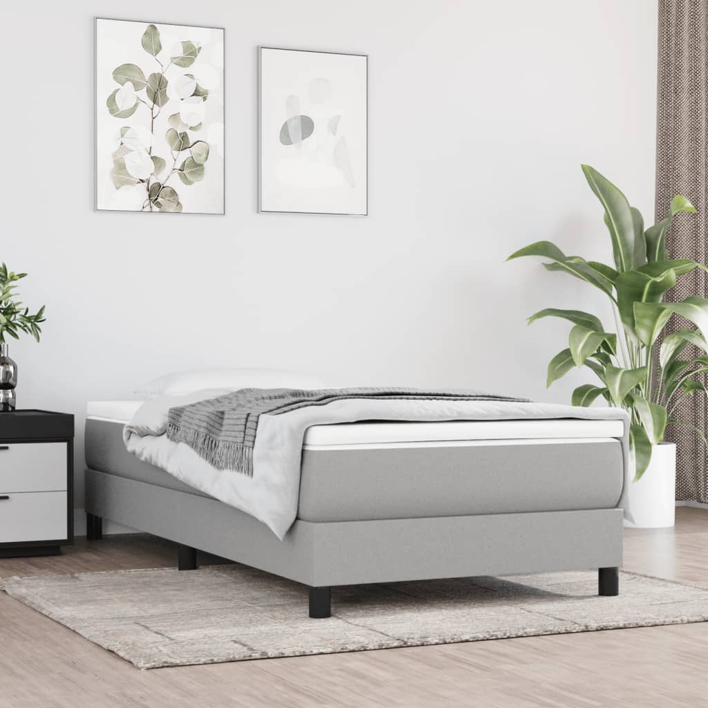 vidaXL Box Spring Bed Frame Light Grey 90x190 cm Single Fabric