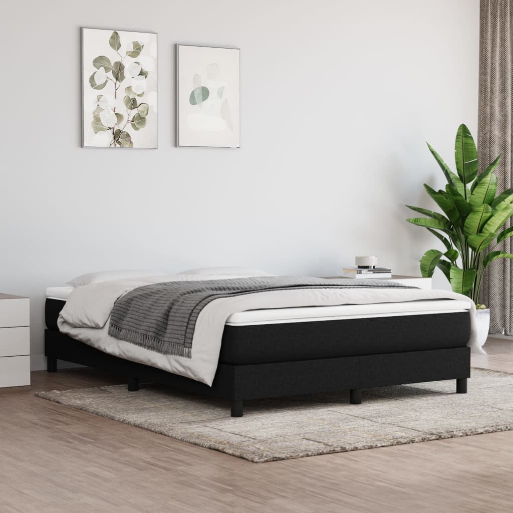 vidaXL Box Spring Bed Frame Black 135x190 cm Double Fabric