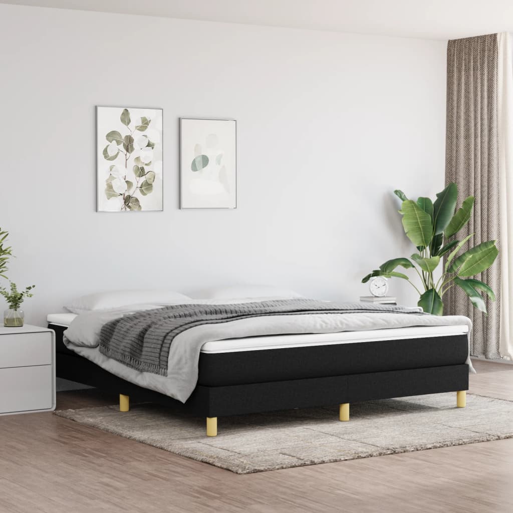 vidaXL Box Spring Bed Frame Black 180x200 cm Super King Fabric