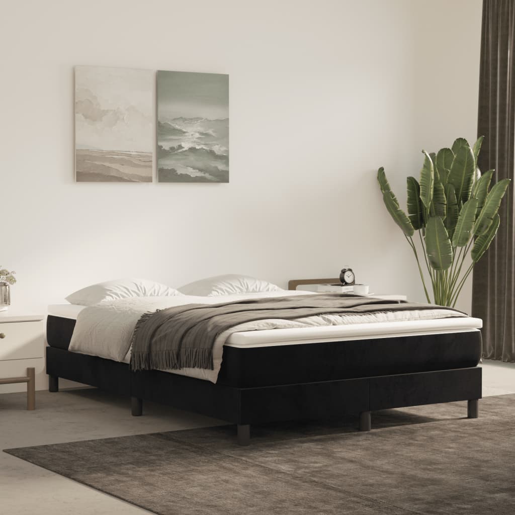 vidaXL Box Spring Bed Frame Black 135x190 cm Double Velvet