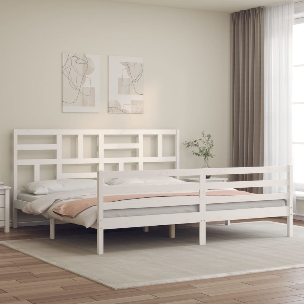 vidaXL Bed Frame with Headboard White 200x200 cm Solid Wood
