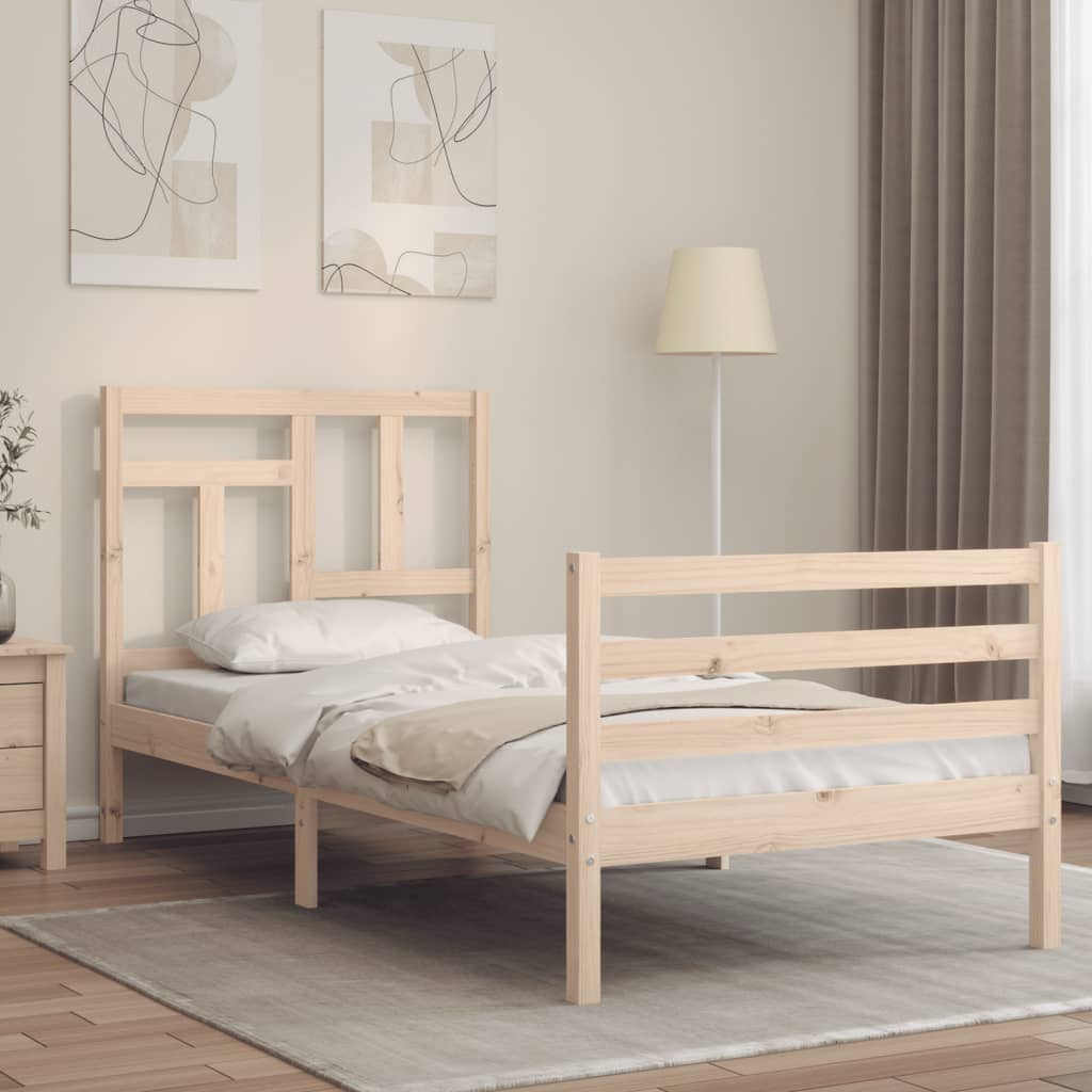vidaXL Bed Frame with Headboard 100x200 cm Solid Wood