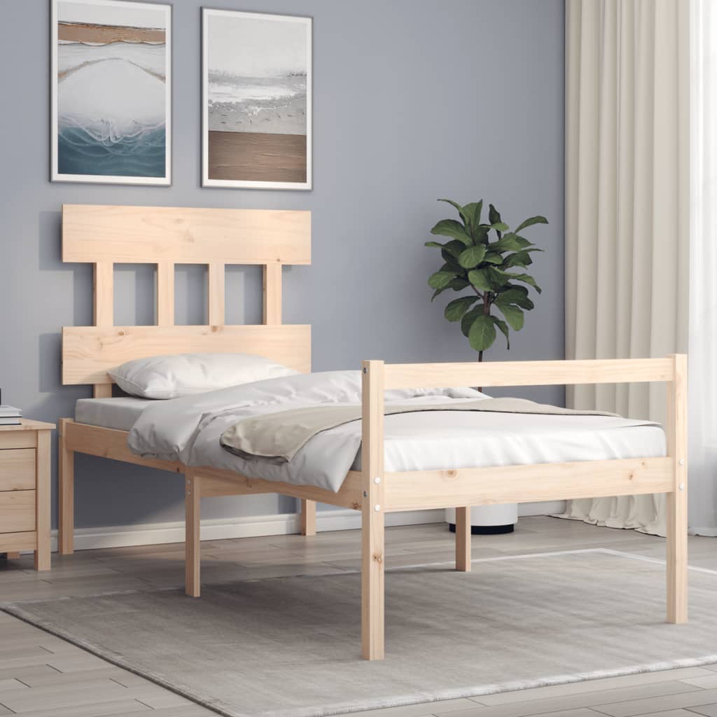 vidaXL Bed Frame with Headboard 100x200 cm Solid Wood