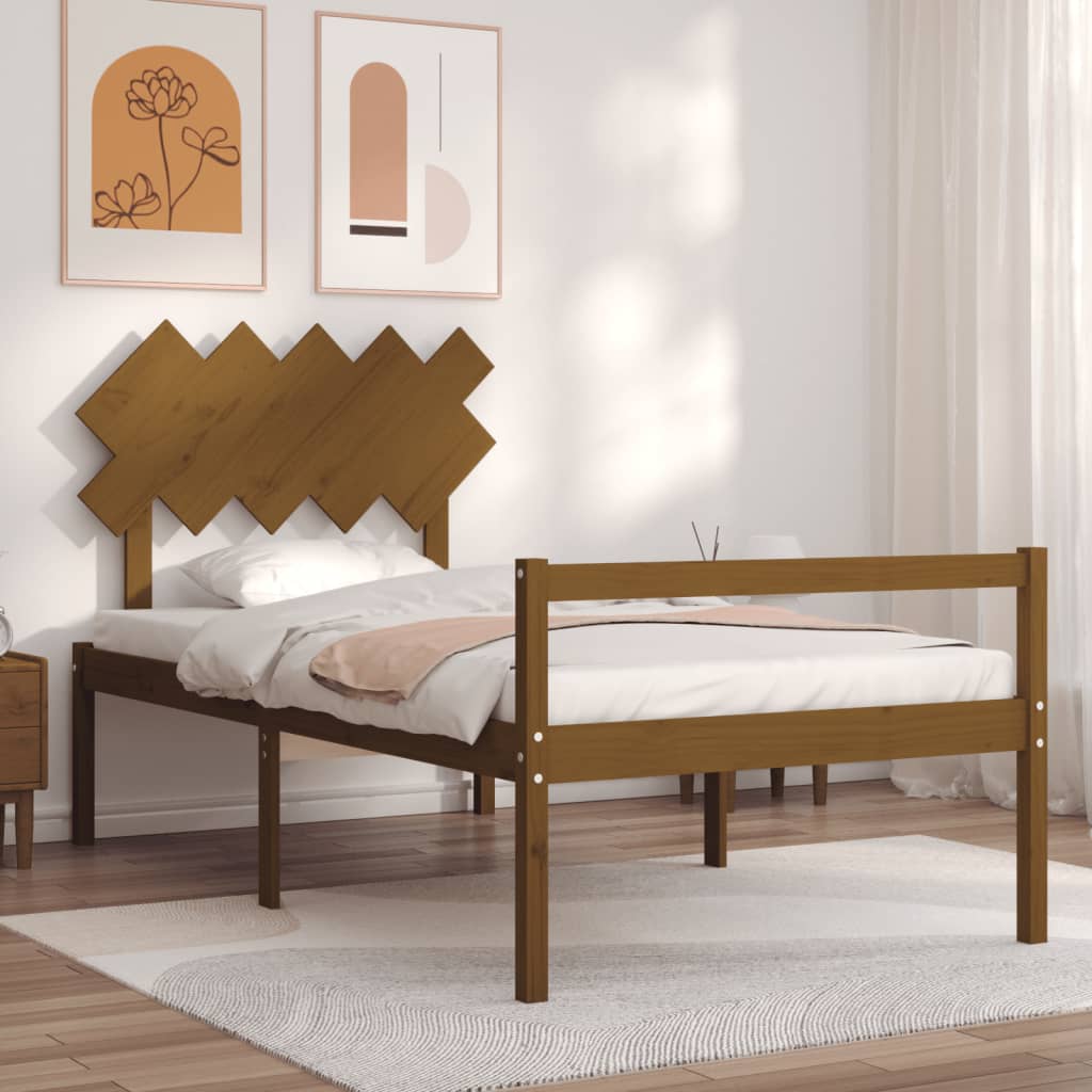 vidaXL Bed Frame with Headboard Honey Brown 100x200 cm Solid Wood