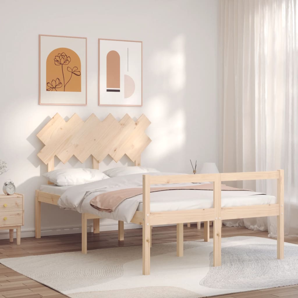 vidaXL Bed Frame with Headboard 120x200 cm Solid Wood