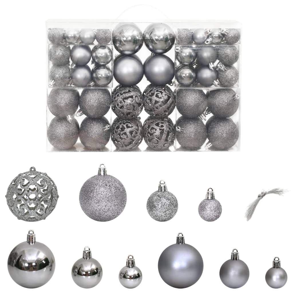 vidaXL Christmas Baubles 100 pcs Grey 3 / 4 / 6 cm