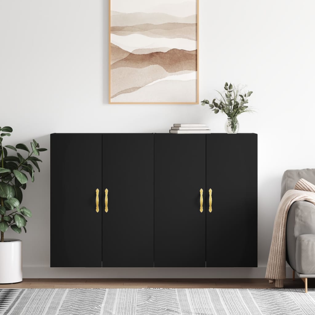 vidaXL Wall Mounted Cabinets 2 pcs Black 69.5x34x90 cm