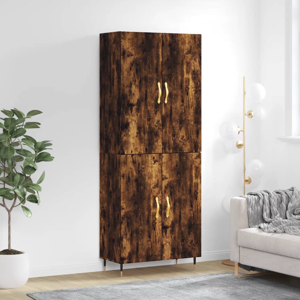 vidaXL Highboard Smoked Oak 69.5x34x180 cm Engineered Wood