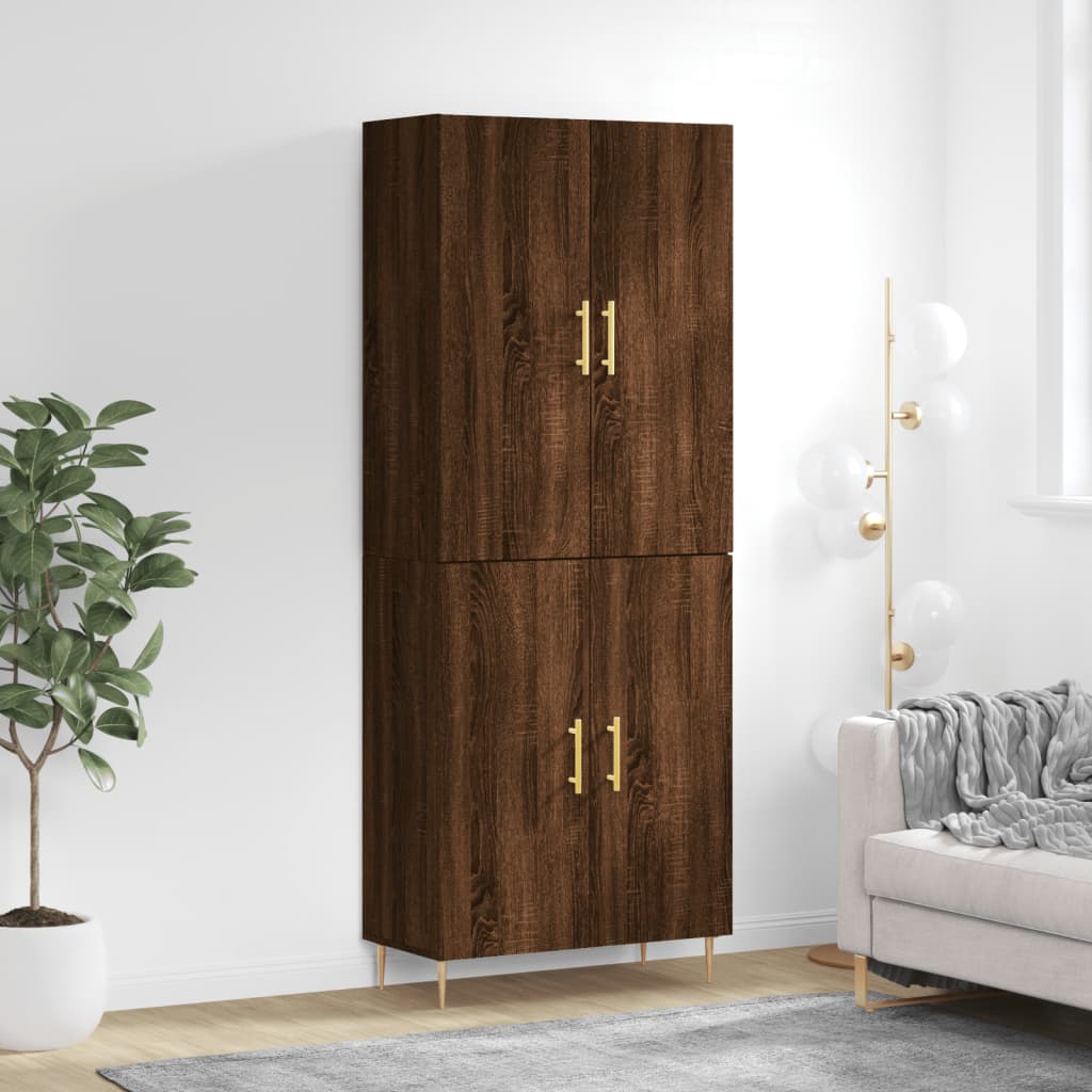vidaXL Highboard Brown Oak 69.5x34x180 cm Engineered Wood