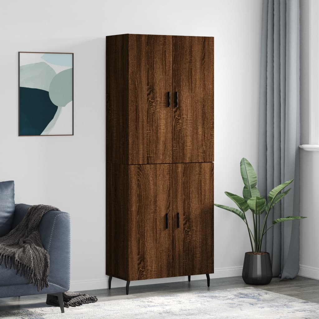 vidaXL Highboard Brown Oak 69.5x34x180 cm Engineered Wood