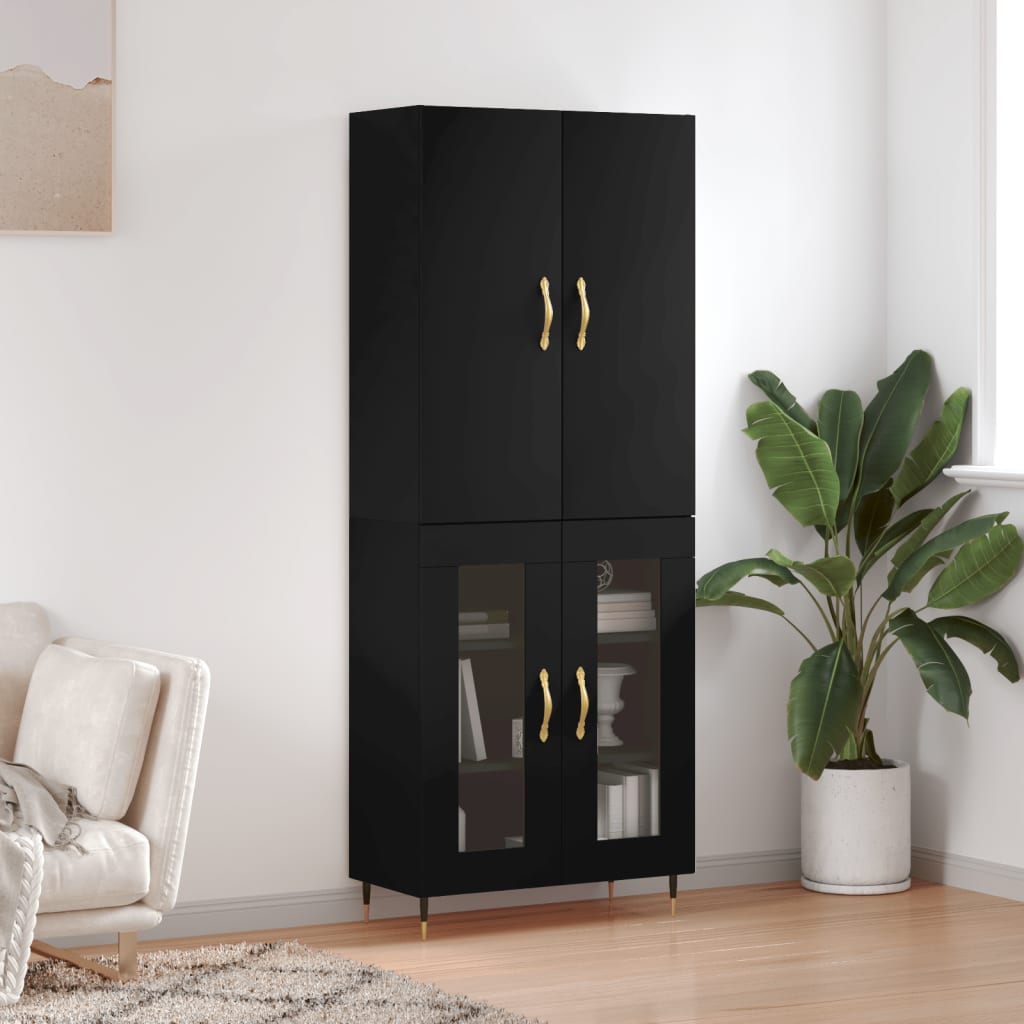 vidaXL Highboard Black 69.5x34x180 cm Engineered Wood
