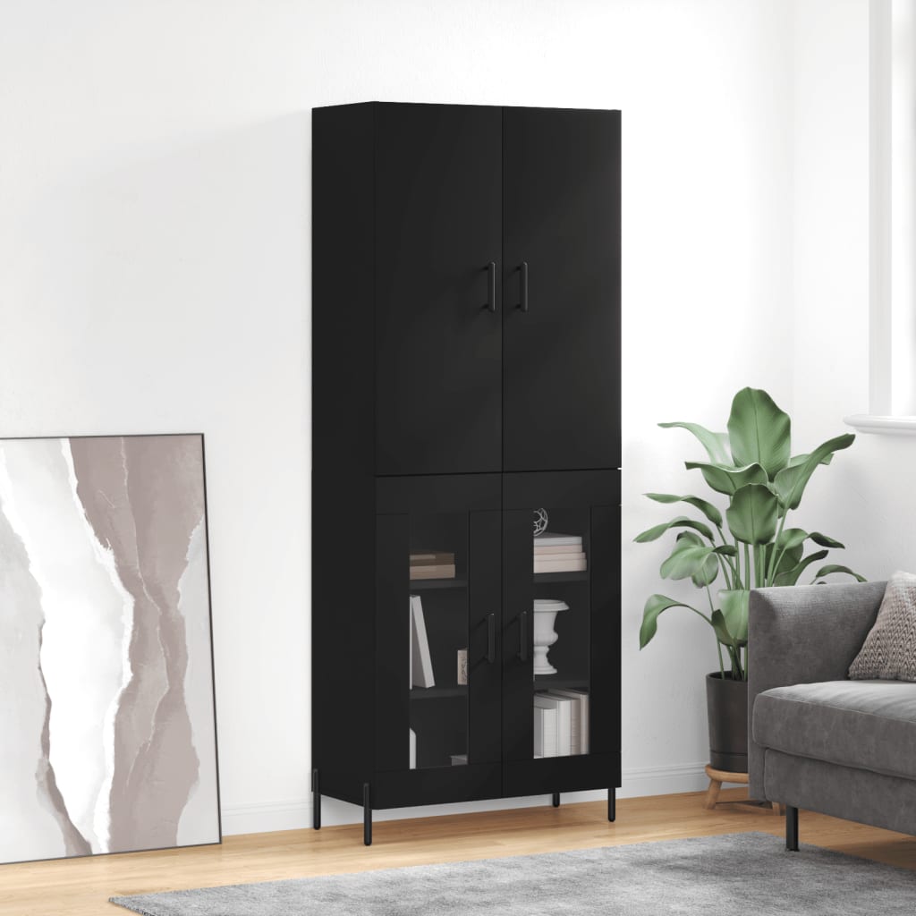 vidaXL Highboard Black 69.5x34x180 cm Engineered Wood