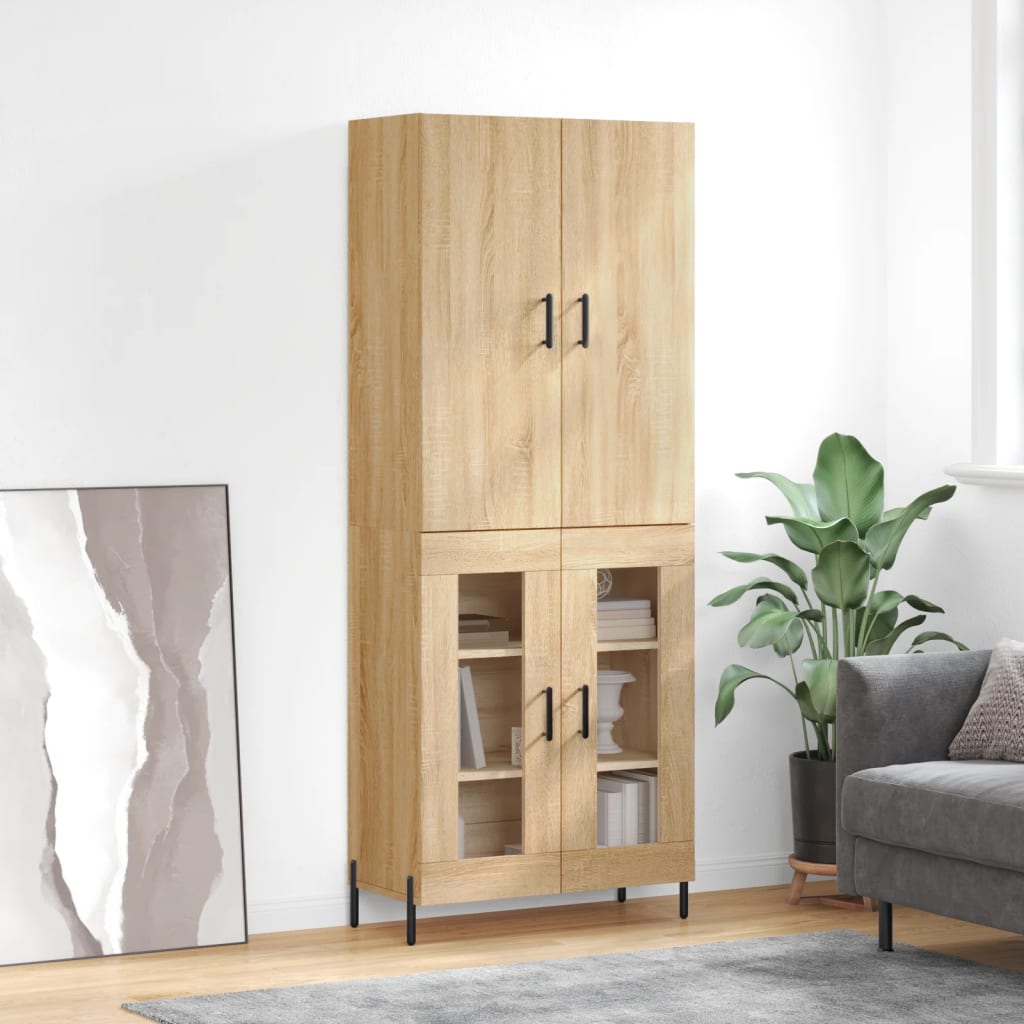 vidaXL Highboard Sonoma Oak 69.5x34x180 cm Engineered Wood