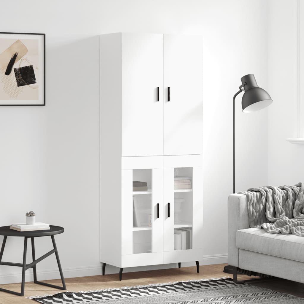 vidaXL Highboard High Gloss White 69.5x34x180 cm Engineered Wood