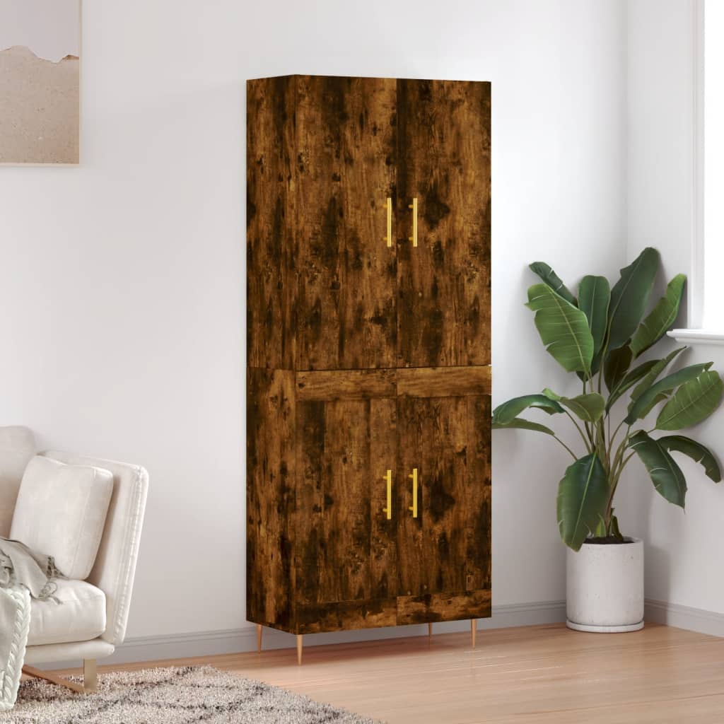 vidaXL Highboard Smoked Oak 69.5x34x180 cm Engineered Wood