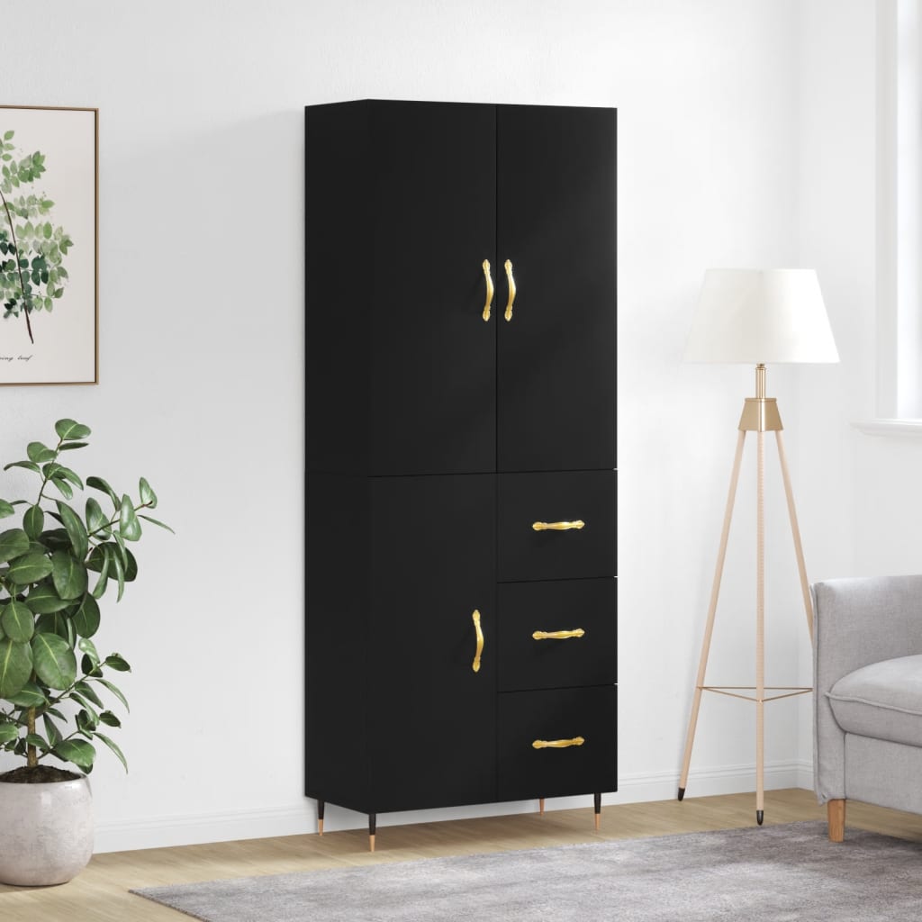 vidaXL Highboard Black 69.5x34x180 cm Engineered Wood
