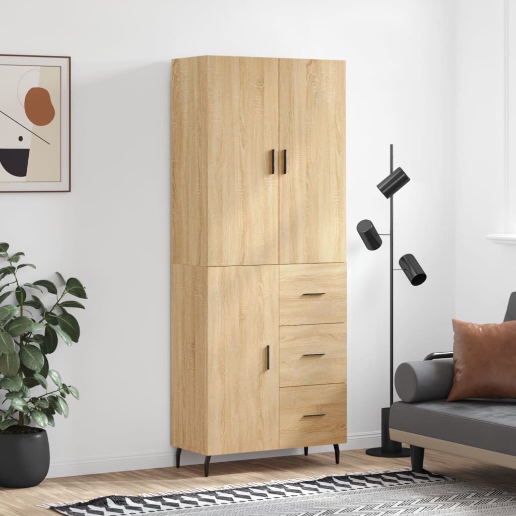 vidaXL Highboard Sonoma Oak 69.5x34x180 cm Engineered Wood