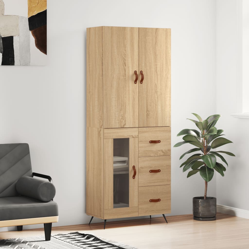 vidaXL Highboard Sonoma Oak 69.5x34x180 cm Engineered Wood