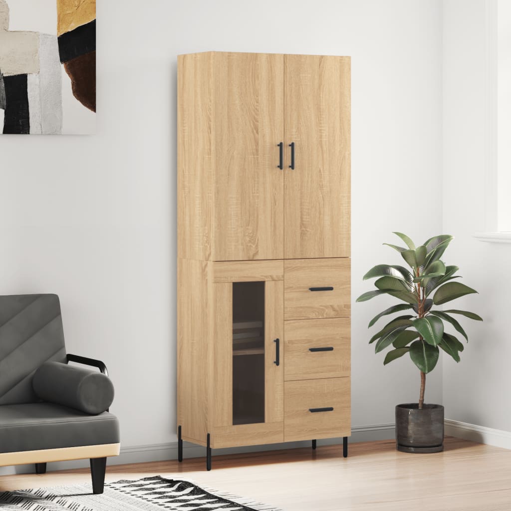 vidaXL Highboard Sonoma Oak 69.5x34x180 cm Engineered Wood
