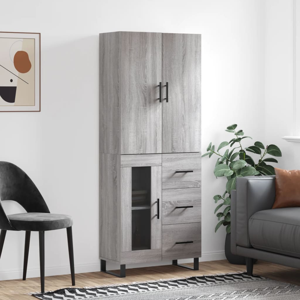 vidaXL Highboard Grey Sonoma 69.5x34x180 cm Engineered Wood