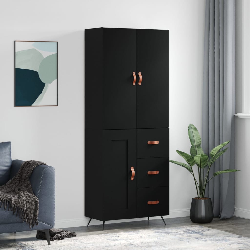 vidaXL Highboard Black 69.5x34x180 cm Engineered Wood