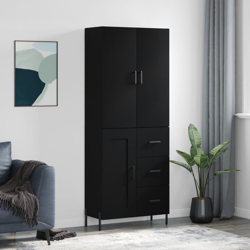 vidaXL Highboard Black 69.5x34x180 cm Engineered Wood