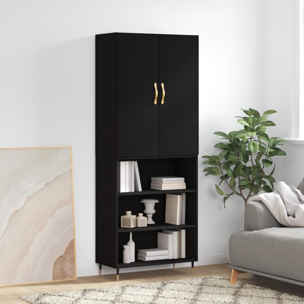 vidaXL Highboard Black 69.5x34x180 cm Engineered Wood