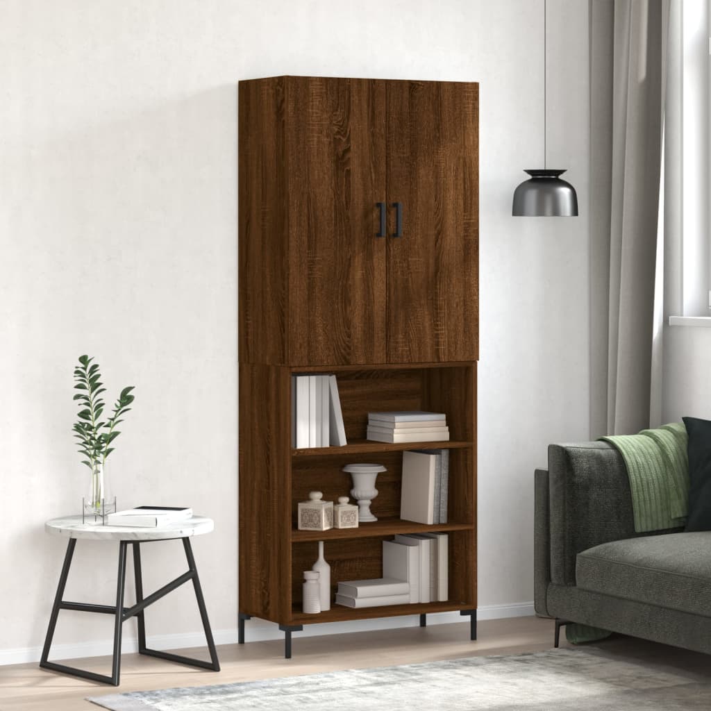 vidaXL Highboard Brown Oak 69.5x34x180 cm Engineered Wood