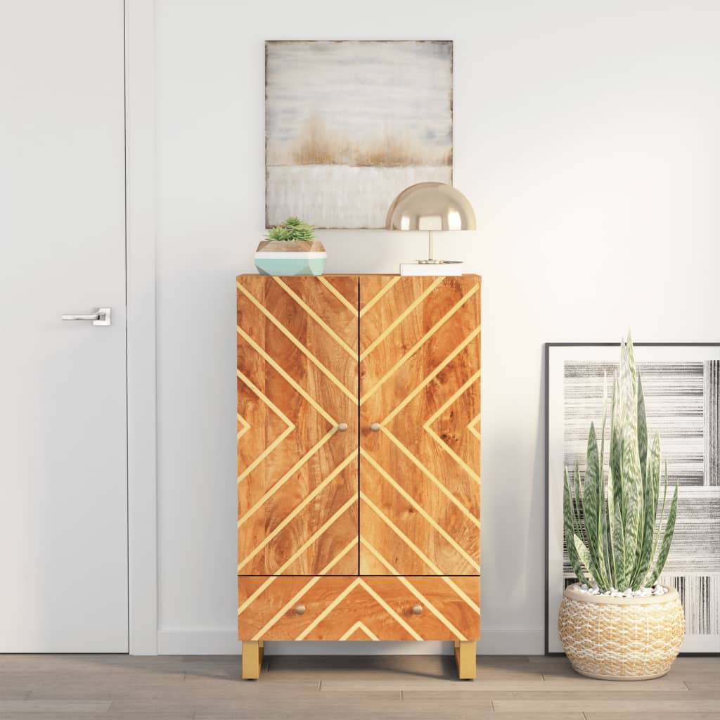 vidaXL Highboard Brown and Black 60x33.5x100 cm Solid Wood Mango