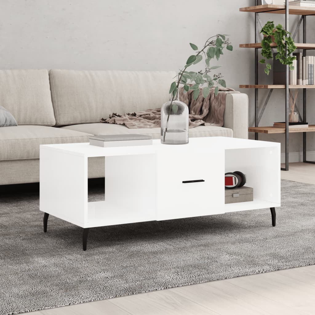 vidaXL Coffee Table High Gloss White 102x50x40 cm Engineered Wood
