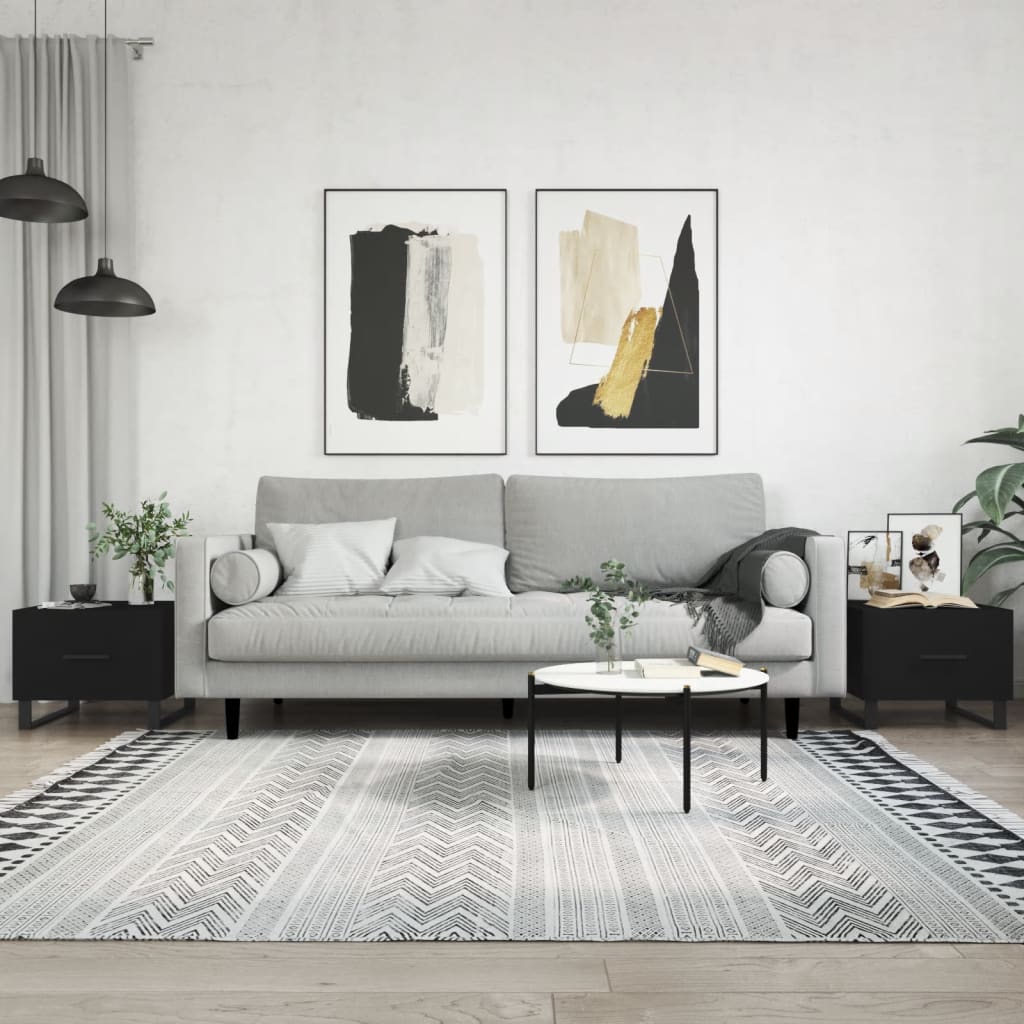 vidaXL Coffee Tables 2 pcs Black 50x50x40 cm Engineered Wood
