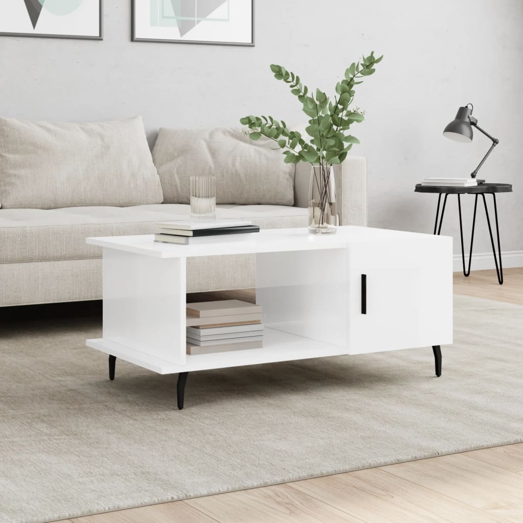vidaXL Coffee Table High Gloss White 90x50x40 cm Engineered Wood