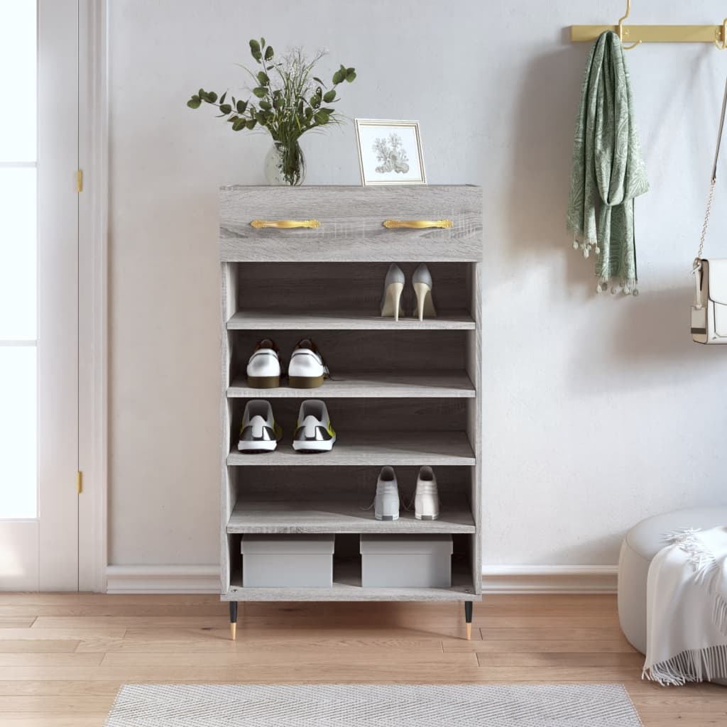 vidaXL Shoe Cabinet Grey Sonoma 60x35x105 cm Engineered Wood