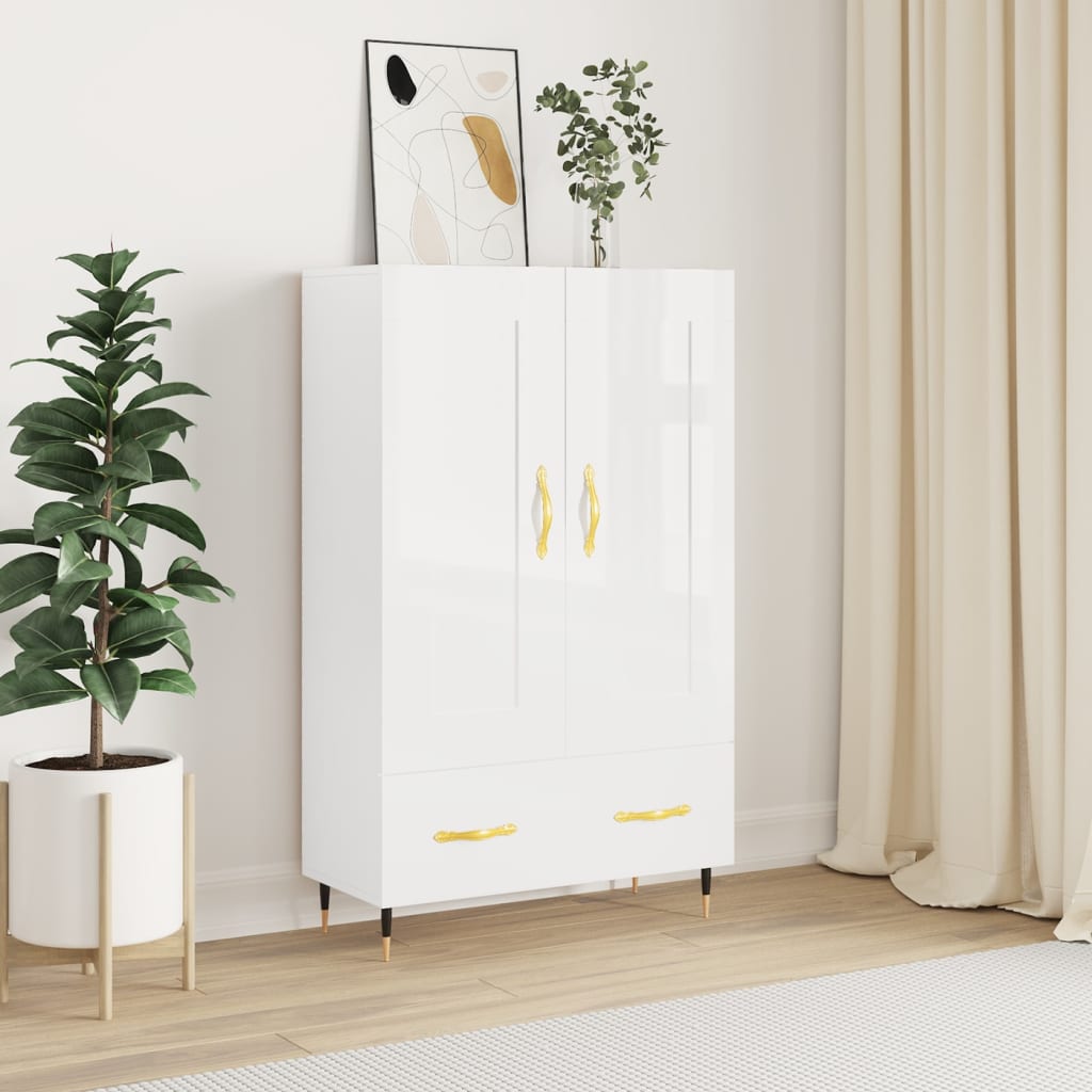vidaXL Highboard High Gloss White 69.5x31x115 cm Engineered Wood
