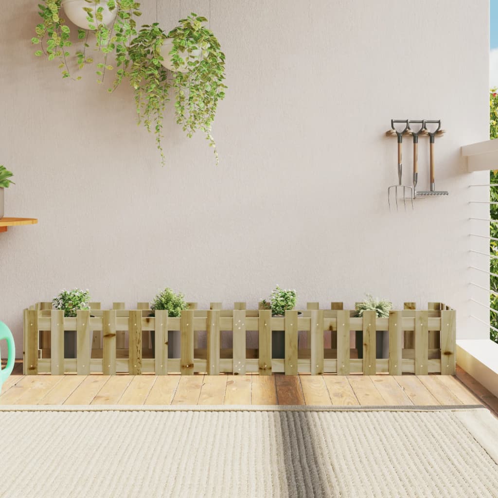 vidaXL Garden Raised Bed with Fence Design 200x30x30 cm Impregnated Wood Pine