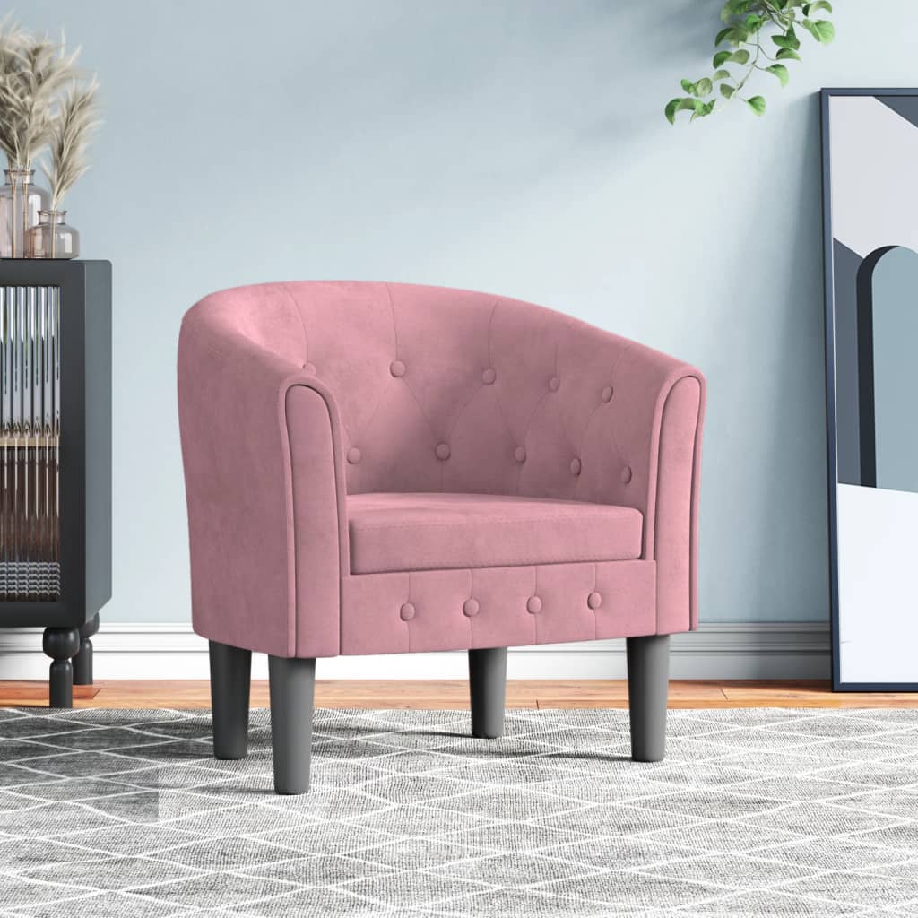 vidaXL Tub Chair Pink Velvet