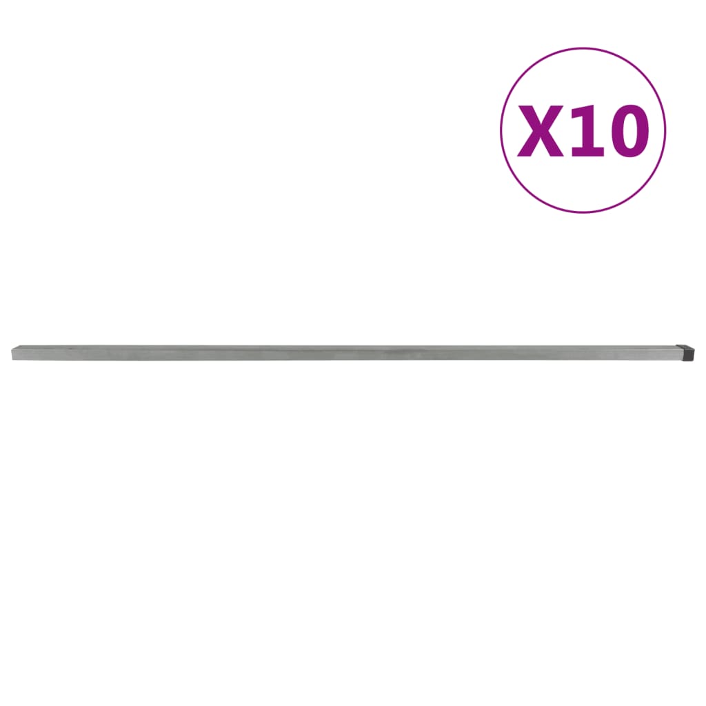 vidaXL Garden Fence Posts 10 pcs Silver 240 cm Steel