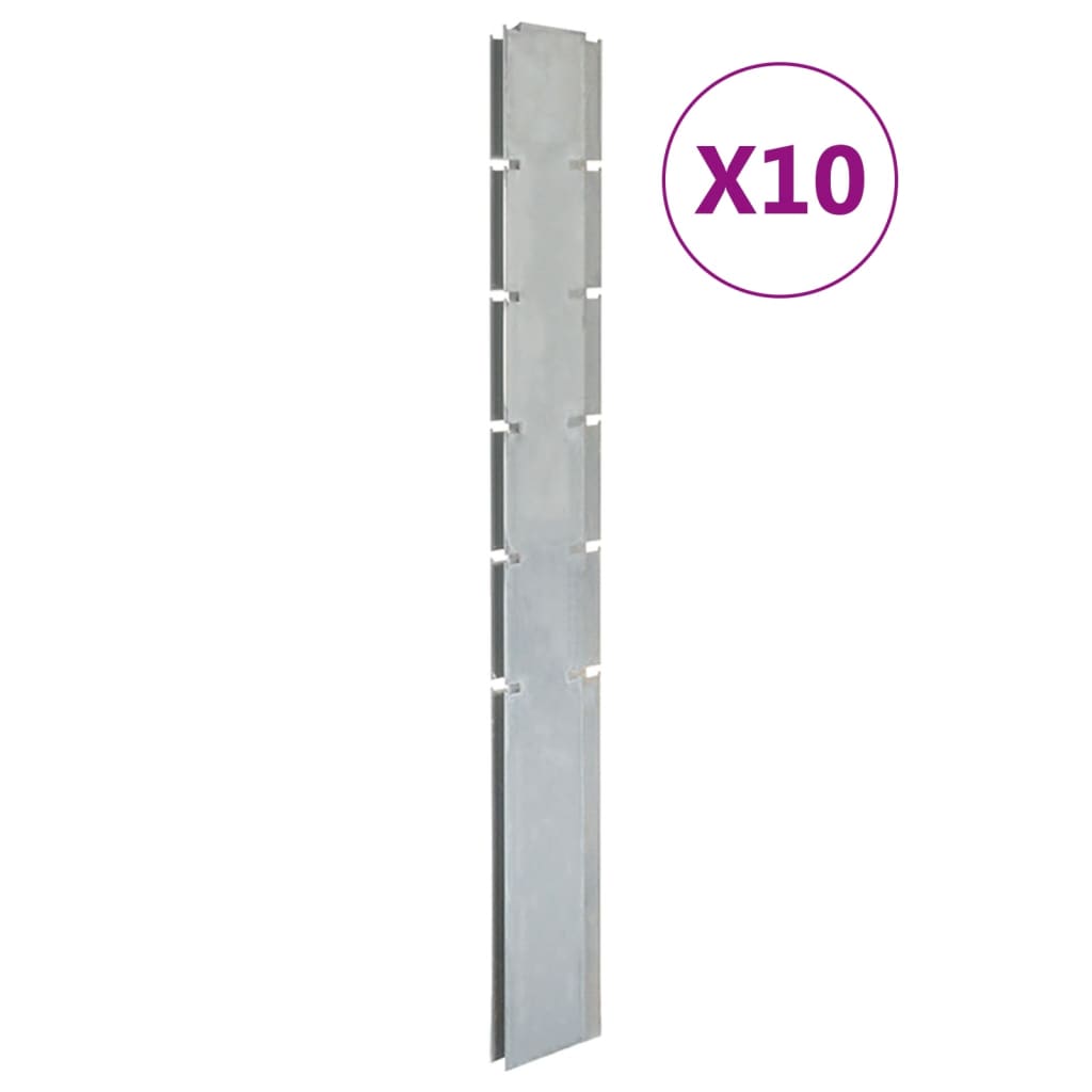 vidaXL Garden Fence Posts 10 pcs Silver 160 cmåÊGalvanised Steel