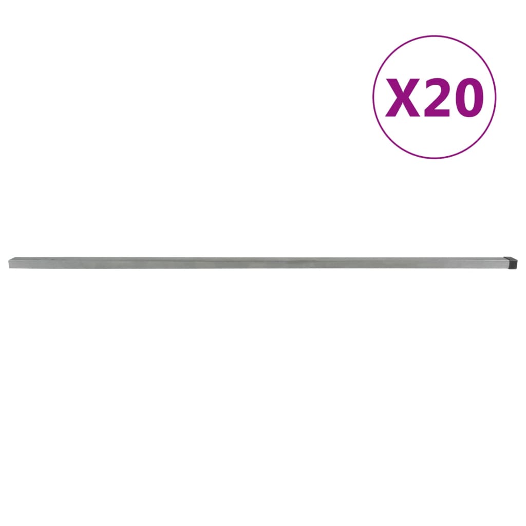 vidaXL Garden Fence Posts 20 pcs Silver 260 cm Steel