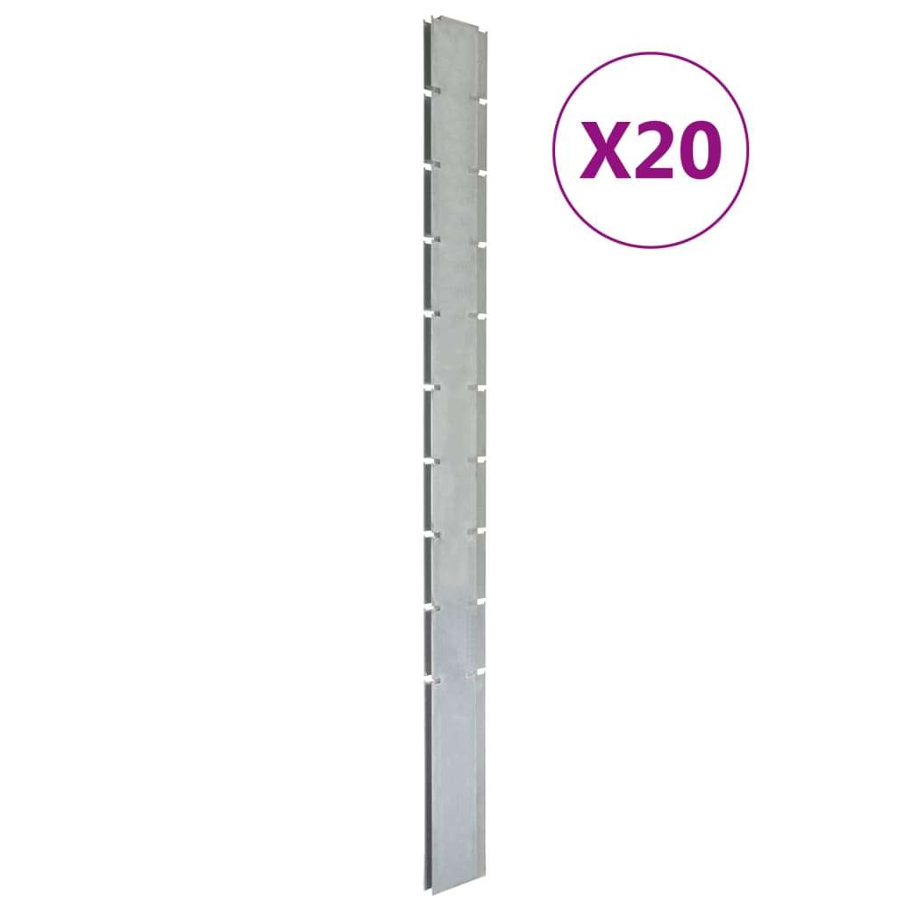 vidaXL Garden Fence Posts 20 pcs Silver 240 cm åÊGalvanised Steel