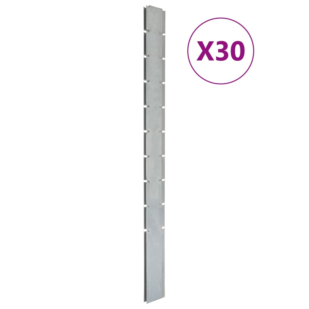 vidaXL Garden Fence Posts 30 pcs Silver 240 cm åÊGalvanised Steel