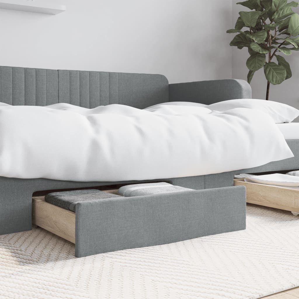 vidaXL Bed Drawers 2 pcs Light Grey Engineered Wood and Fabric