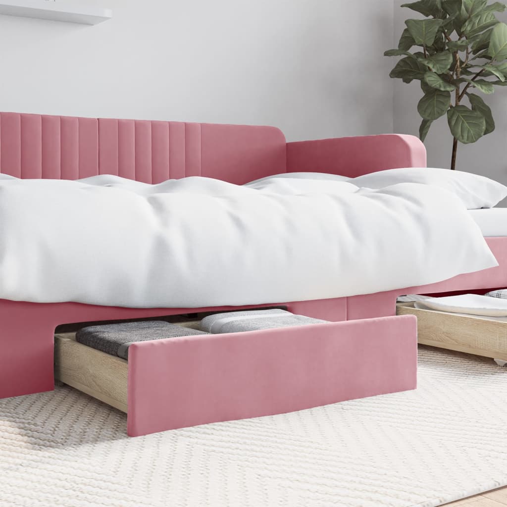 vidaXL Bed Drawers 2 pcs Pink Engineered Wood and Velvet