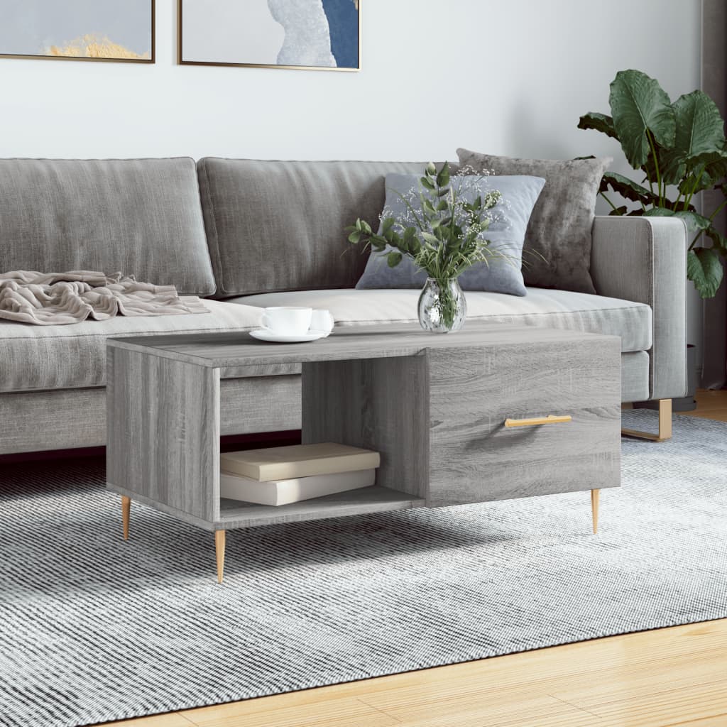 vidaXL Coffee Table Grey Sonoma 90x50x40 cm Engineered Wood