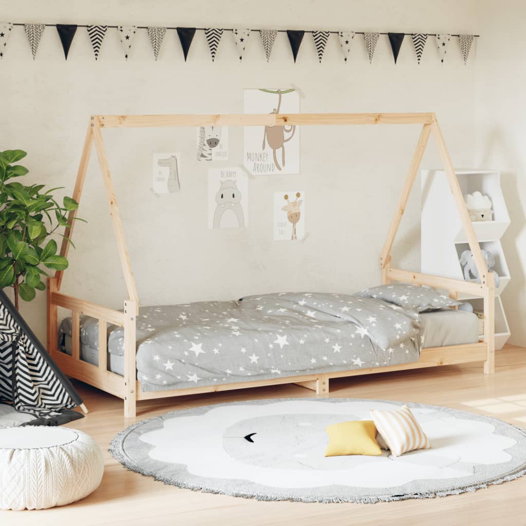 vidaXL Kids Bed Frame 90x200 cm Solid Wood Pine